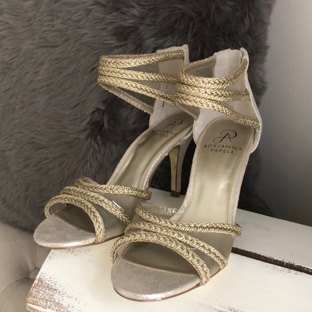 Adrianna Papell Gold Braided Strappy Sandals